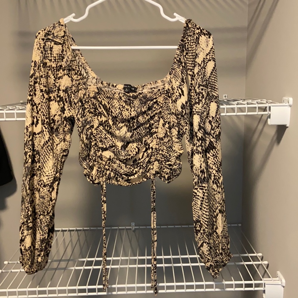 Kendall & Kylie Tan & Black Snakeskin Top Size S